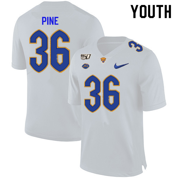 2019 Youth #36 Chase Pine Pitt Panthers College Football Jerseys Sale-White